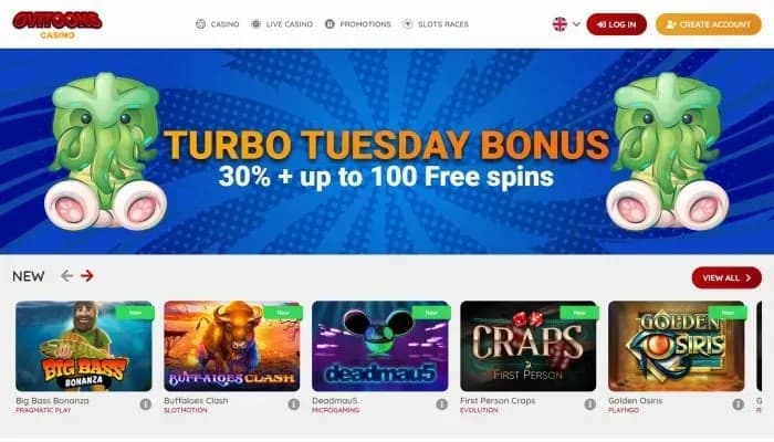 Captura del sitio web de Ovitoons Casino