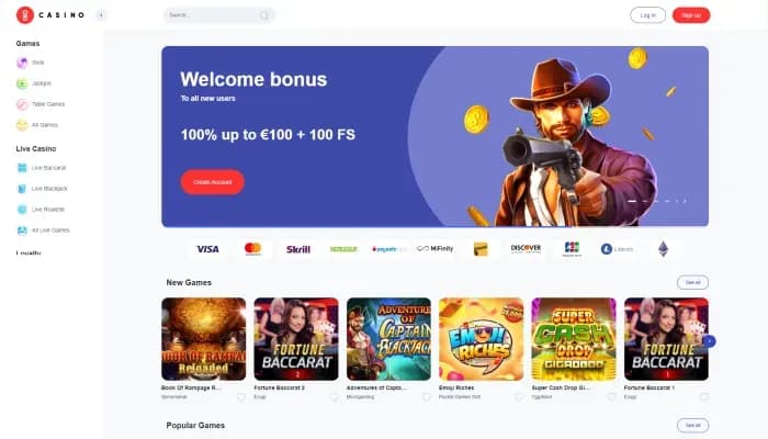 Captura del sitio web de Oxi Casino