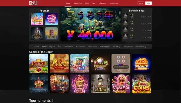 Captura del sitio web de PachiPachi Casino