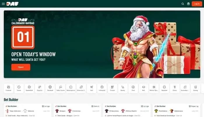 Captura del sitio web de Paf Casino