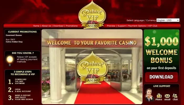Captura del sitio web de Palace Vip Casino