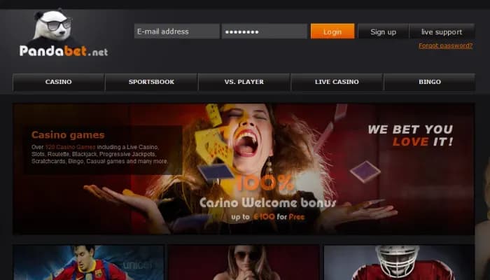Captura del sitio web de PandaBet.net