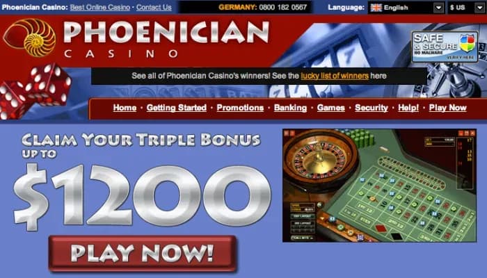 Captura del sitio web de Phoenician Casino