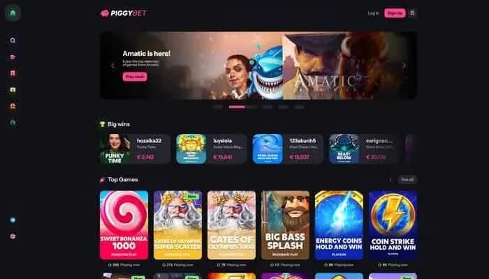 Captura del sitio web de PiggyBet Casino
