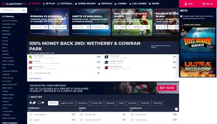 Captura del sitio web de PlanetSportbet Casino