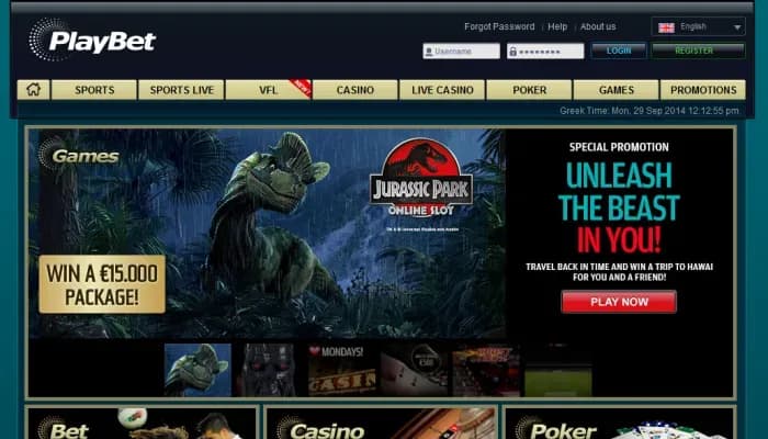 Captura del sitio web de Playbet Casino