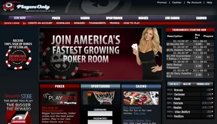 Captura del sitio web de Players Only Casino