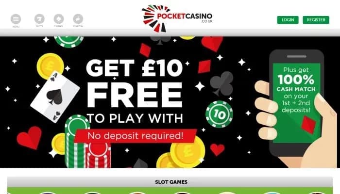 Captura del sitio web de Pocket Casino