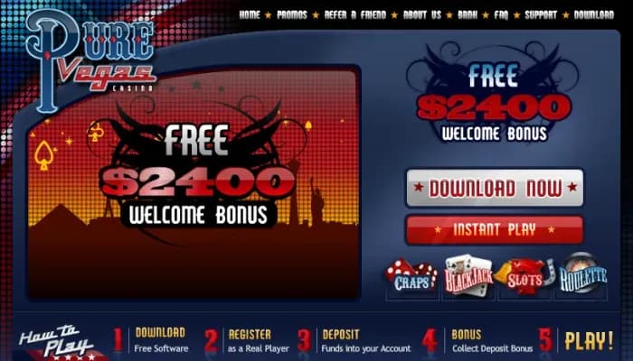 Captura del sitio web de Pure Vegas Casino