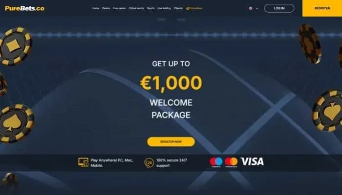 Captura del sitio web de PureBets Casino