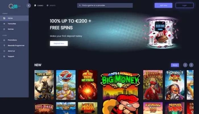 Captura del sitio web de Q88Bets Casino