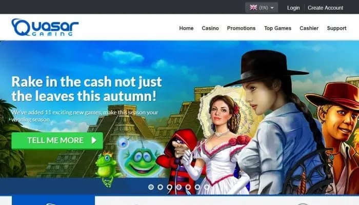 Captura del sitio web de Quasar Gaming Casino