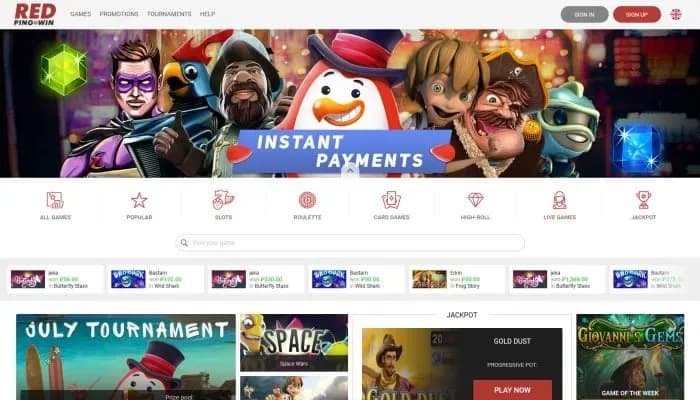 Captura del sitio web de Red Ping Win Casino