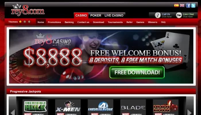Captura del sitio web de Rey8 Casino