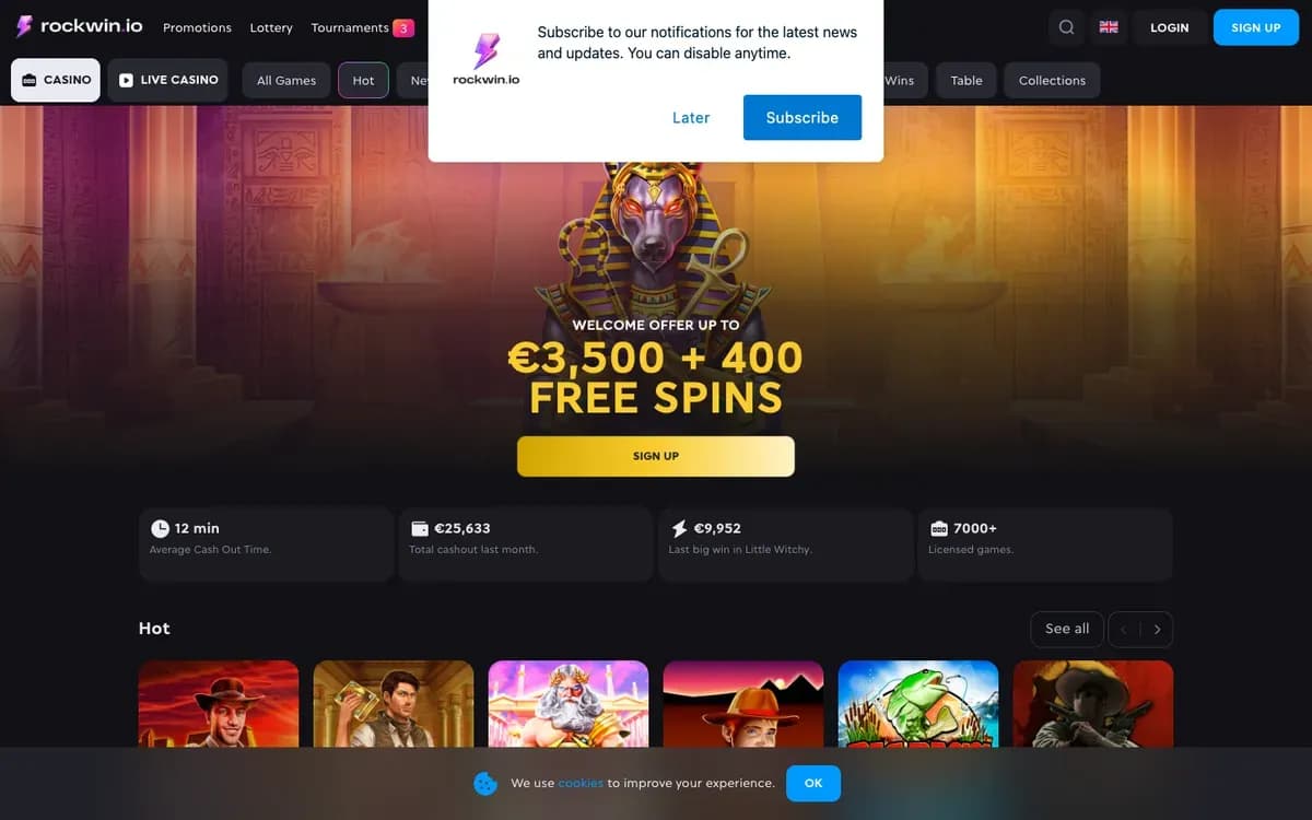 Captura del sitio web de Rockwin Casino