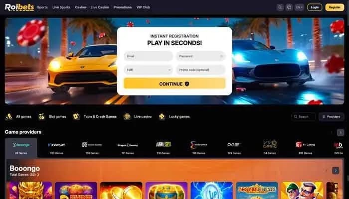 Captura del sitio web de Roibets Casino