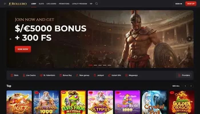 Captura del sitio web de Rollero Casino