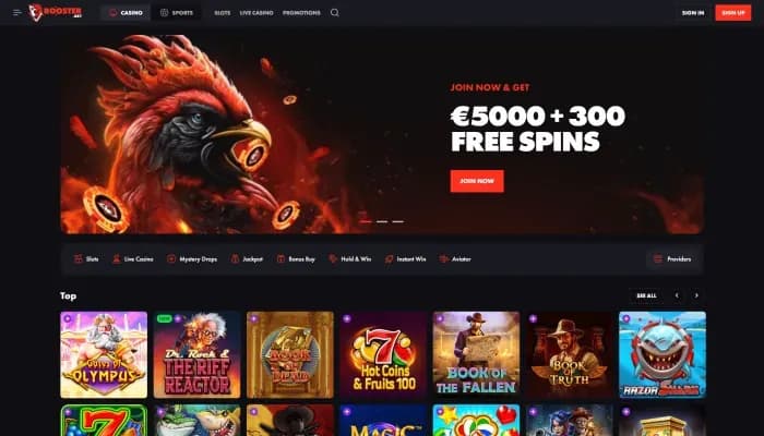 Captura del sitio web de Rooster Bet Casino