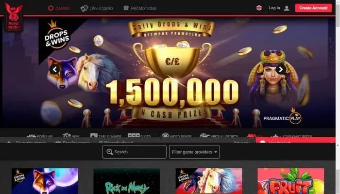 Captura del sitio web de Royal Rabbit Casino