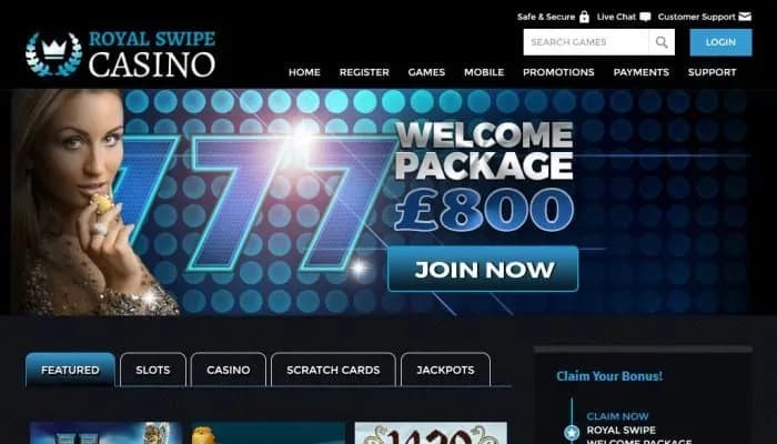 Captura del sitio web de Royal Swipe Casino