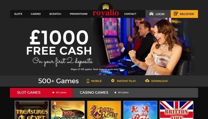 Captura del sitio web de Royalio Casino