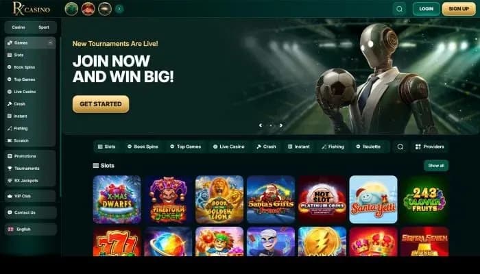 Captura del sitio web de RX Casino