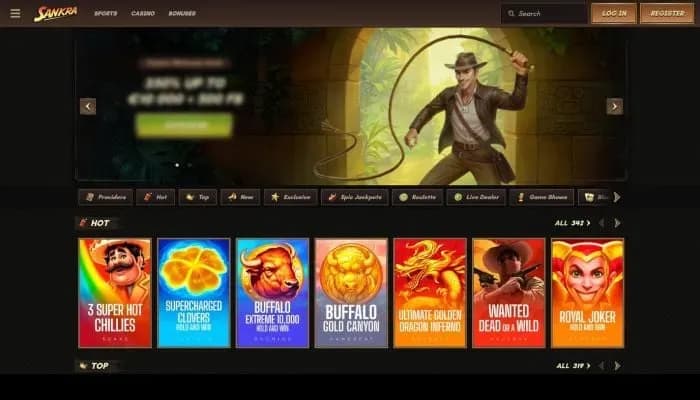 Captura del sitio web de Sankra Casino