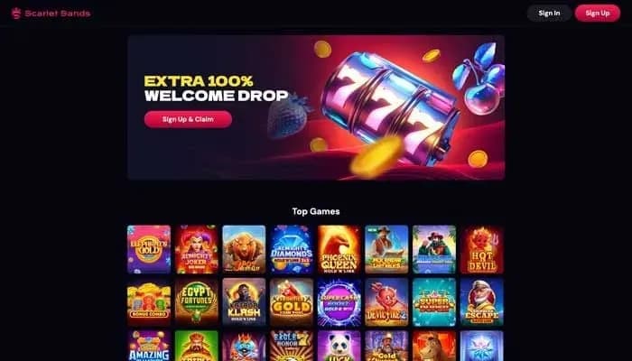 Captura del sitio web de Scarlet Sands Casino