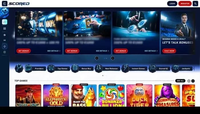 Captura del sitio web de Scored Casino