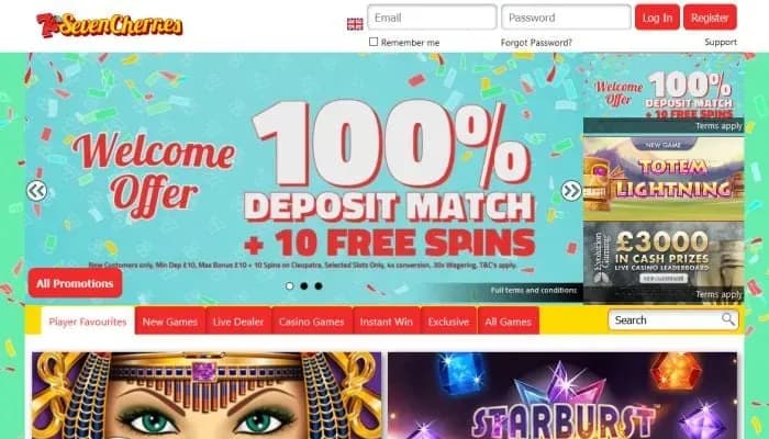 Captura del sitio web de Seven Cherries Casino