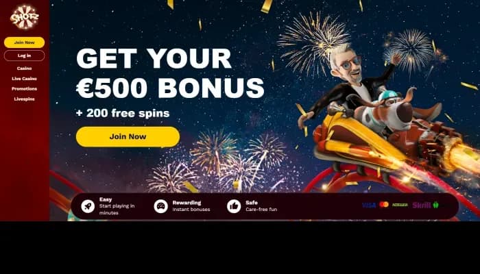 Captura del sitio web de Shotz Casino