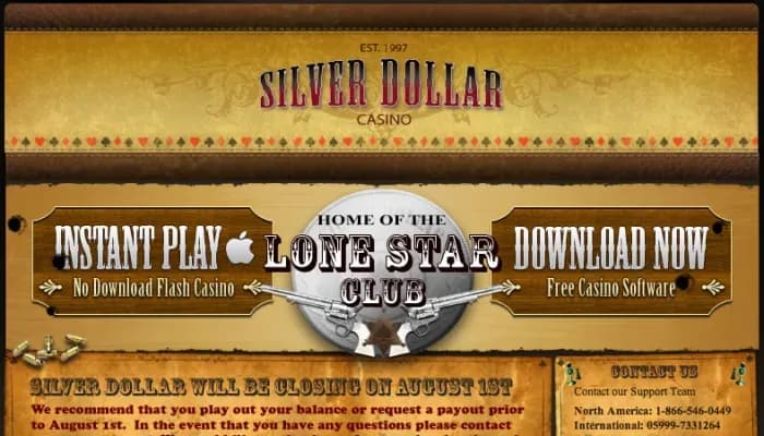 Captura del sitio web de Silver Dollar Casino