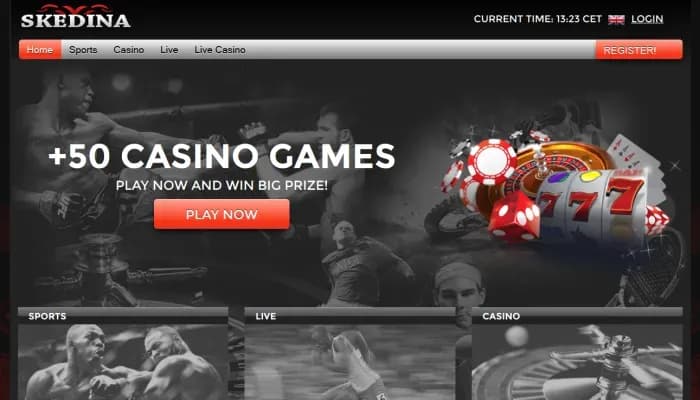 Captura del sitio web de Skedina Casino