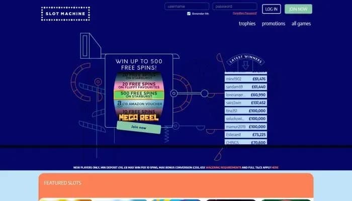 Captura del sitio web de Slot Machine Casino