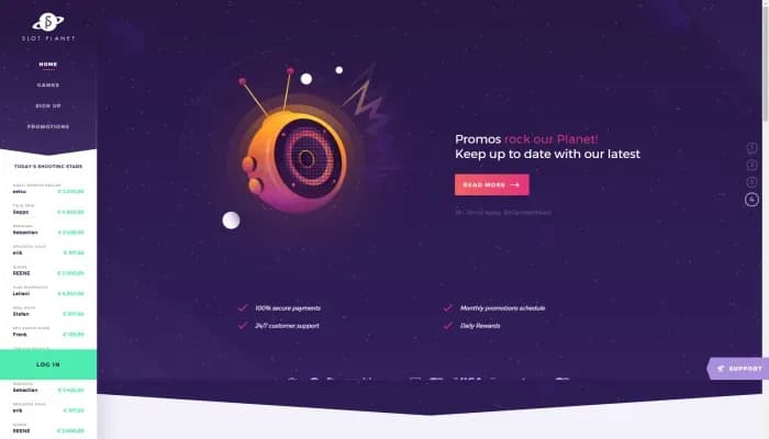 Captura del sitio web de Slot Planet Casino