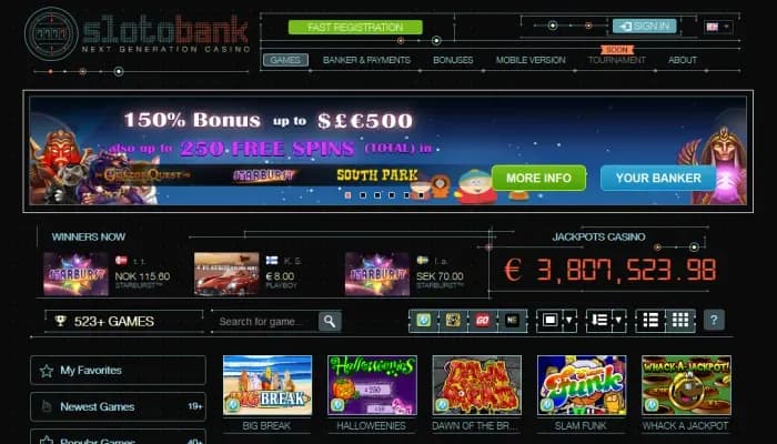Captura del sitio web de Slotobank Casino