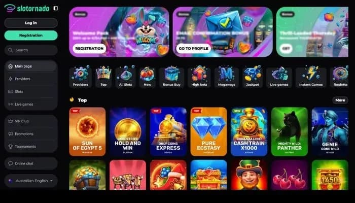 Captura del sitio web de Slotornado Casino