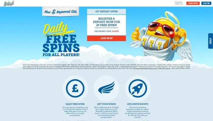 Captura del sitio web de Slots Angel Casino