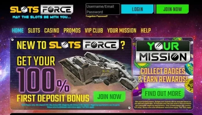Captura del sitio web de Slots Force Casino