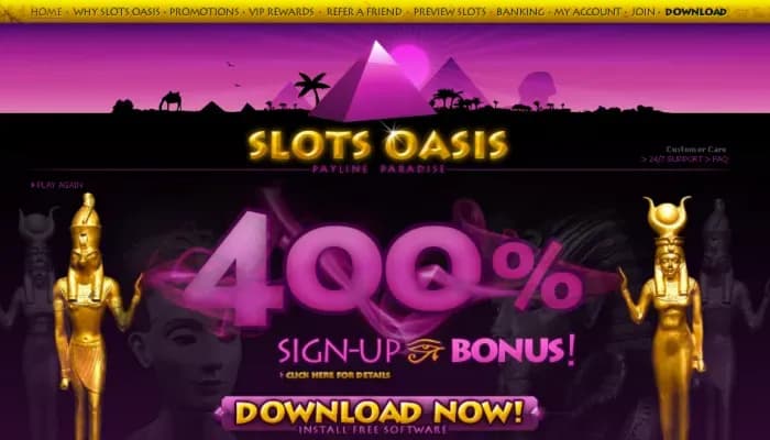 Captura del sitio web de Slots Oasis Casino