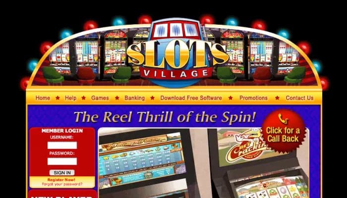 Captura del sitio web de Slots Village Casino