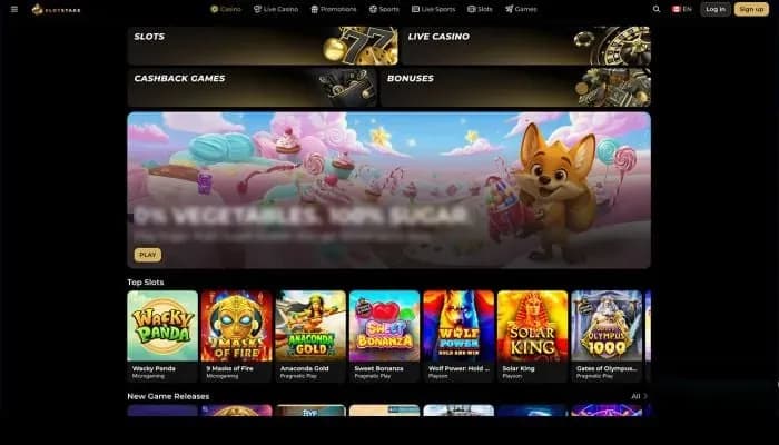Captura del sitio web de SlotStake Casino