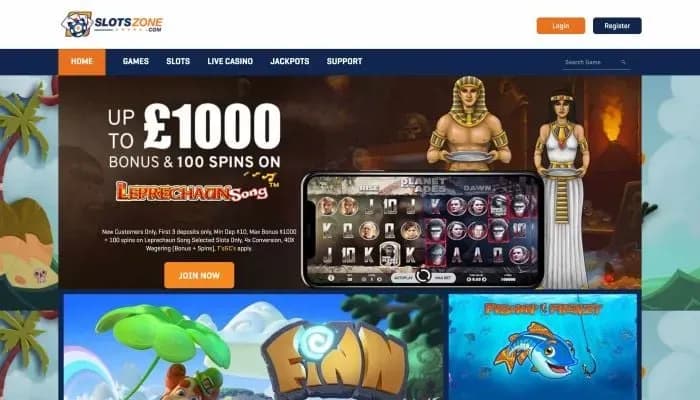Captura del sitio web de Slotszone Casino
