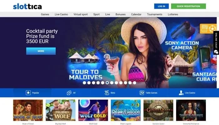 Captura del sitio web de Slottica Casino