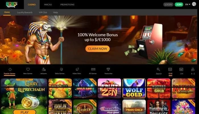 Captura del sitio web de Spin Million Casino