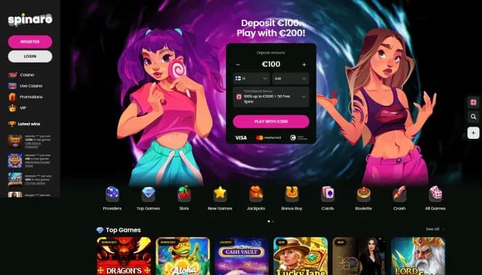 Captura del sitio web de Spinaro Casino