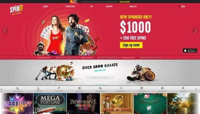 Captura del sitio web de Spinit Casino