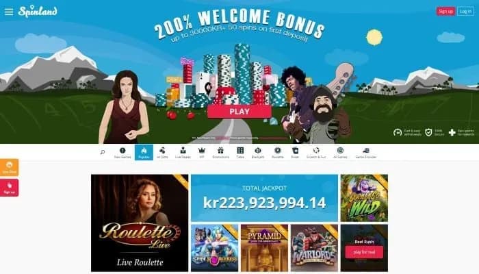 Captura del sitio web de Spinland Casino