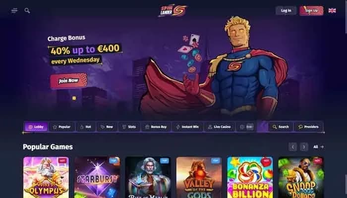 Captura del sitio web de Spinlander Casino