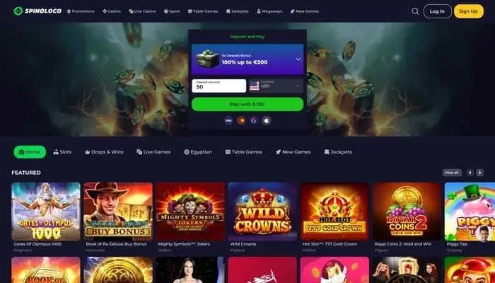 Captura del sitio web de Spinoloco Casino